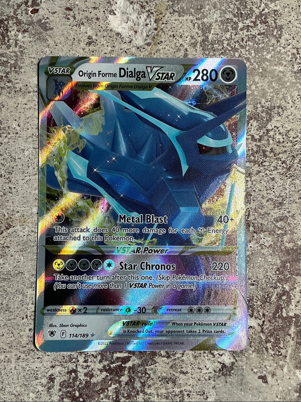 Origin Forme Dialga VSTAR Holo Pokémon Card - Blue Silver